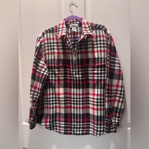Jones New York Red, Black & White Plaid Quarter-Zip Pullover